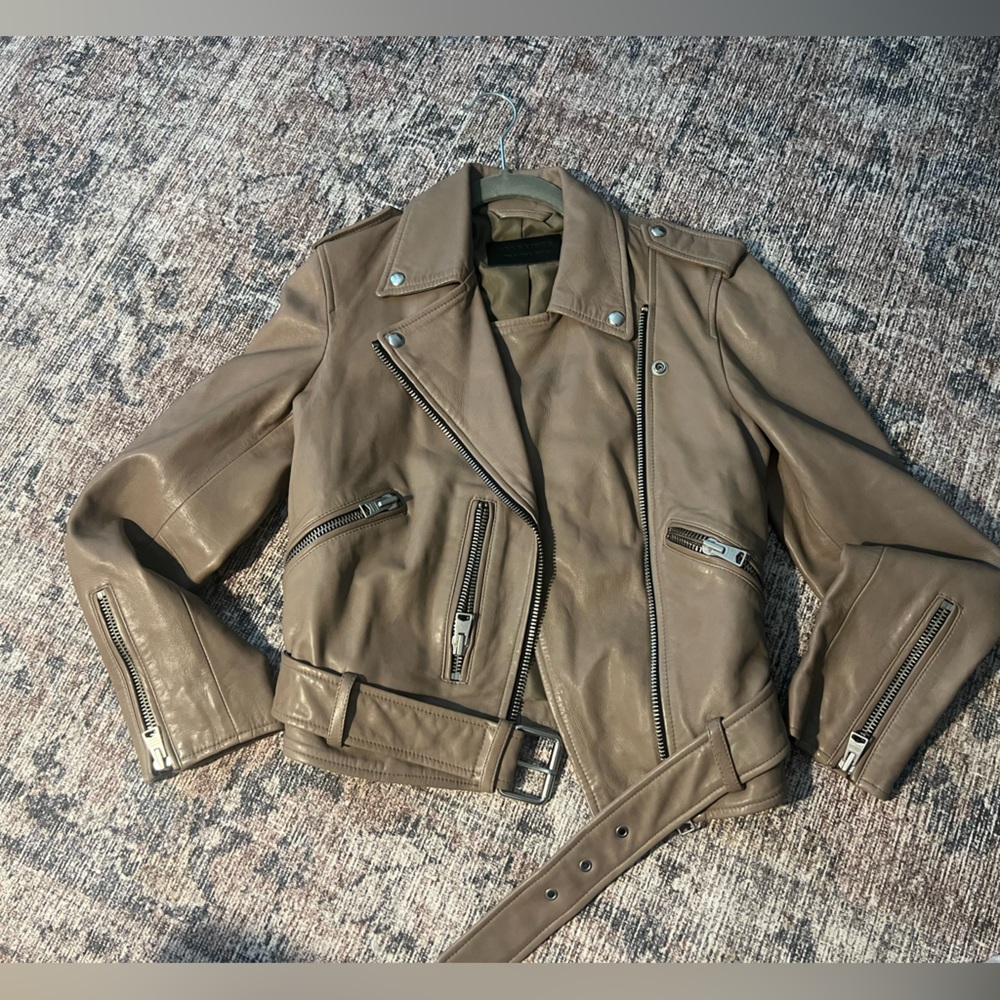 All Saints caramel leather jacket